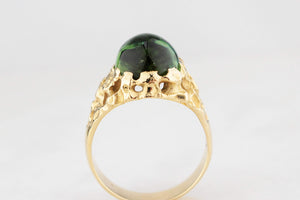 MID-CENTURY CABOCHON TOURMALINE RING 18ct GOLD