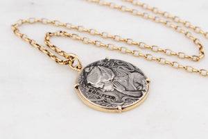 ANTIQUE ART NOUVEAU 1901 SILVER & GOLD PENDANT