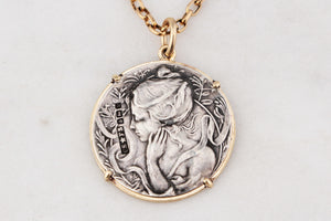 ANTIQUE ART NOUVEAU 1901 SILVER & GOLD PENDANT
