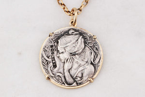 ANTIQUE ART NOUVEAU 1901 SILVER & GOLD PENDANT