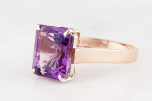 VINTAGE MID CENTURY AMETHYST COCKTAIL RING 14ct GOLD