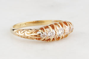 ANTIQUE EDWARDIAN FIVE STONE DIAMOND RING 18ct GOLD