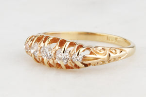ANTIQUE EDWARDIAN FIVE STONE DIAMOND RING 18ct GOLD