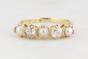 ANTIQUE EDWARDIAN PEARL & DIAMOND RING 18ct GOLD