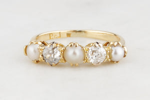 ANTIQUE EDWARDIAN PEARL & DIAMOND RING 18ct GOLD