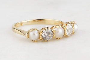 ANTIQUE EDWARDIAN PEARL & DIAMOND RING 18ct GOLD