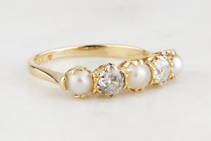 ANTIQUE EDWARDIAN PEARL & DIAMOND RING 18ct GOLD