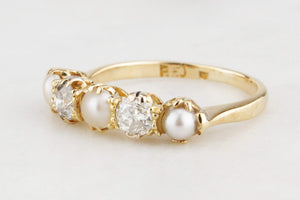 ANTIQUE EDWARDIAN PEARL & DIAMOND RING 18ct GOLD