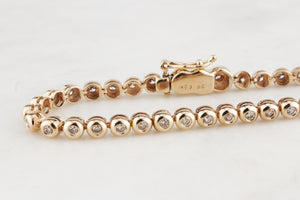 VINTAGE 1ct DIAMOND LINE BRACELET 9ct GOLD
