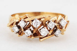 MID-CENTURY DIAMOND RING 18ct GOLD & PALLADIUM