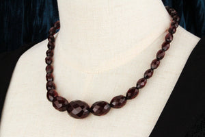 ANTIQUE ART DECO CHERRY AMBER NECKLACE 9ct GOLD