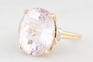 VINTAGE 9.30ct KUNZITE & DIAMOND RING 14ct GOLD