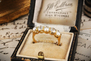 ANTIQUE EDWARDIAN PEARL & DIAMOND RING 18ct GOLD