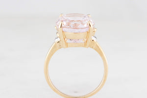 VINTAGE 9.30ct KUNZITE & DIAMOND RING 14ct GOLD