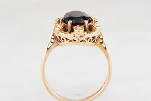 VINTAGE 1974 RHODOLITE GARNET RING 9ct GOLD