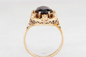 VINTAGE 1974 RHODOLITE GARNET RING 9ct GOLD