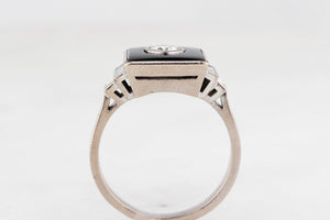 ART DECO c1930’s 1.04ct DIAMOND & ONYX RING 18ct GOLD