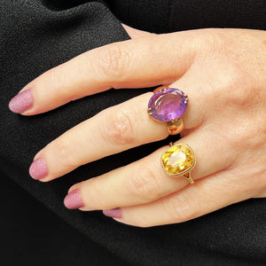 MID CENTURY CITRINE COCKTAIL RING 9ct GOLD
