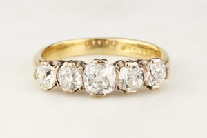 OLD EUROPEAN CUT FIVE STONE 1.52ct DIAMOND RING 18ct GOLD