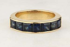 VINTAGE 3.5ct SAPPHIRE HALF HOOP RING 18ct GOLD