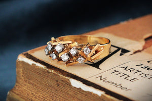 MID-CENTURY DIAMOND RING 18ct GOLD & PALLADIUM