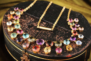 ANTIQUE EDWARDIAN c1900 HARLEQUIN NECKLACE 9ct GOLD