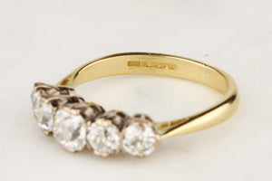 OLD EUROPEAN CUT FIVE STONE 1.52ct DIAMOND RING 18ct GOLD