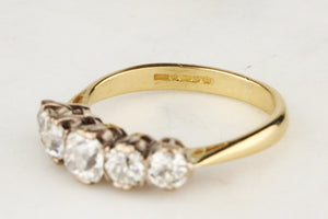 OLD EUROPEAN CUT FIVE STONE 1.52ct DIAMOND RING 18ct GOLD