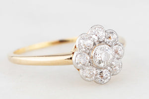 ANTIQUE EDWARDIAN .69ct DIAMOND DAISY RING 18ct GOLD & PLATINUM
