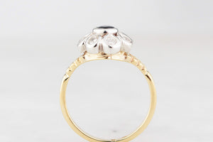 VINTAGE SAPPHIRE & DIAMOND DAISY RING 18ct GOLD