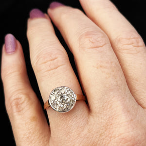 ANTIQUE EDWARDIAN 1.09ct DIAMOND CLUSTER RING 18ct GOLD
