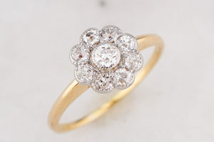 ANTIQUE EDWARDIAN .69ct DIAMOND DAISY RING 18ct GOLD & PLATINUM