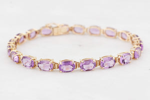 VINTAGE 13ct AMETHYST BRACELET 14ct GOLD