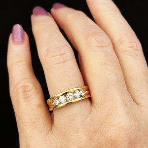 CONTEMPORARY FRENCH .85ct FIVE STONE DIAMOND RING