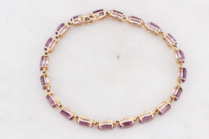 VINTAGE 13ct AMETHYST BRACELET 14ct GOLD