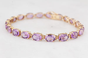 VINTAGE 13ct AMETHYST BRACELET 14ct GOLD