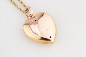 ANTIQUE EDWARDIAN 1910 ETCHED HEART PENDANT 9ct GOLD