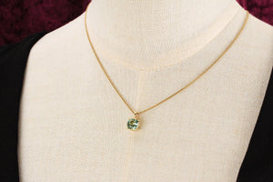 CUSHION CUT 2.40ct GREEN TOURMALINE PENDANT 10ct GOLD