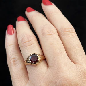 ANTIQUE EDWARDAIN c1910 1.7ct GARNET RING 9ct GOLD