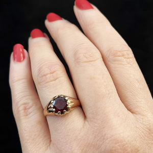 ANTIQUE EDWARDAIN c1910 1.7ct GARNET RING 9ct GOLD