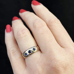 ANTIQUE EDWARDIAN c1910 STARBURST SAPPHIRE RING 9ct GOLD