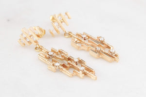 MID-CENTURY .50ct DIAMOND EARRINGS 14ct GOLD