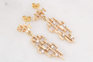 MID-CENTURY .50ct DIAMOND EARRINGS 14ct GOLD