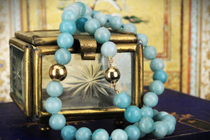 AMAZONITE & GOLD BEAD NECKLACE 14ct GOLD