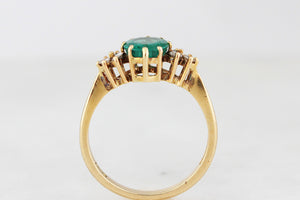 VINTAGE EMERALD & DIAMOND RING 18ct GOLD