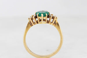 VINTAGE EMERALD & DIAMOND RING 18ct GOLD