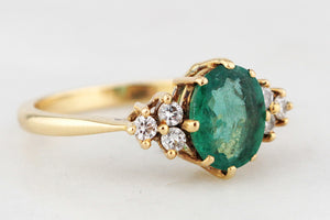 VINTAGE EMERALD & DIAMOND RING 18ct GOLD