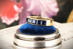 VINTAGE 3.5ct SAPPHIRE HALF HOOP RING 18ct GOLD