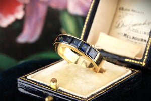 VINTAGE 3.5ct SAPPHIRE HALF HOOP RING 18ct GOLD