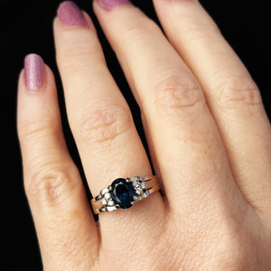 VINTAGE c1940/50 SAPPHIRE & DIAMOND RING 14ct GOLD